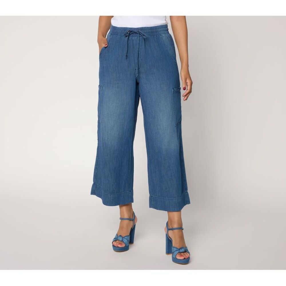 NYDJ Women's Pants Sz M Make Your Selection: Whitney Pull-On Cargo Blue A733228